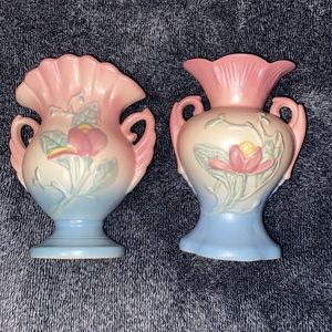 Vintage Hull Pottery , Urn Fan Vase, Mid Century Decor, Tricolor Magnolia